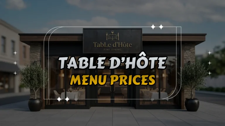 Table d’Hôte Menu Prices