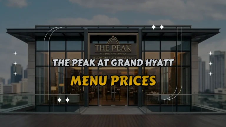 The Peak at Grand Hyatt Menu Prices
